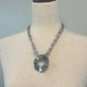 Silver Chain Necklace with Circular Pendant